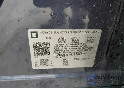2018 Chevrolet Equinox Ls from USA, damaged, VIN 3GNAXREV6JS648016